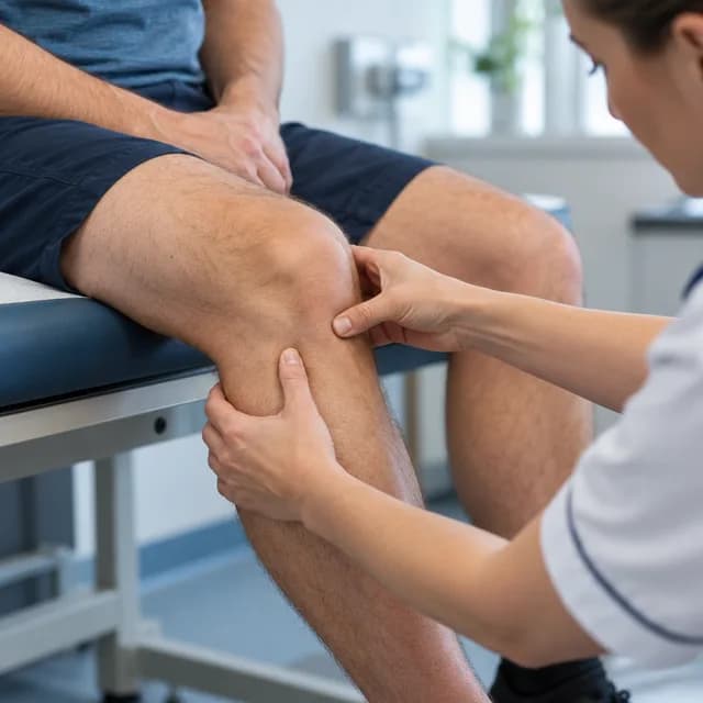 Examination of the inner side of a knee