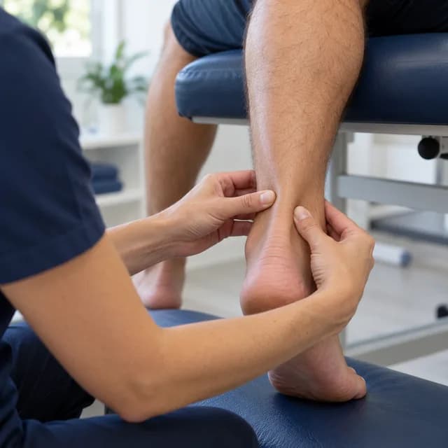 Examination of the Achilles tendon behind the ankle