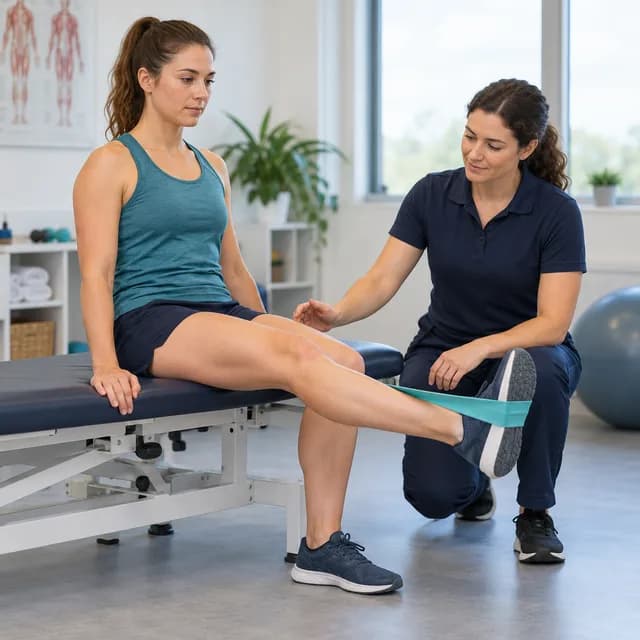 A knee extension exercise during rehabilitation